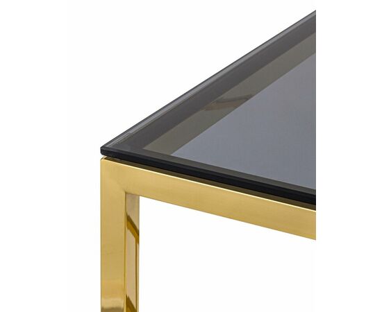 Журнальный столик 55*55 БРУКЛИН стекло smoke сталь золото, изображение 5 | Интернет магазин мебели и декора LifeDekor