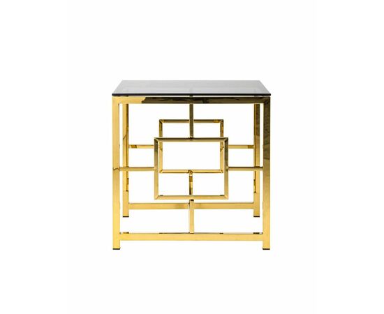 Журнальный столик 55*55 БРУКЛИН стекло smoke сталь золото, изображение 3 | Интернет магазин мебели и декора LifeDekor