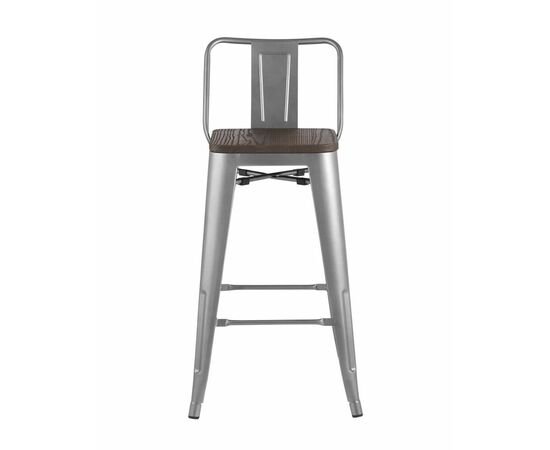 Стул полубарный TOLIX WOOD со спинкой серебристый матовый, изображение 4 | Интернет магазин мебели и декора LifeDekor