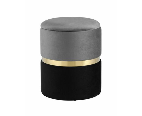 Пуф Кэрри с ящиком велюр серо-черный | Интернет магазин мебели и декора LifeDekor