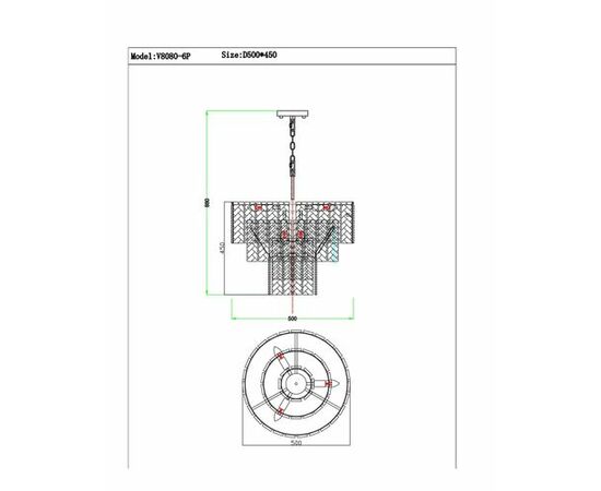 Люстра подвесная Moderli V8080-6P Alberto, изображение 6 | Интернет магазин мебели и декора LifeDekor