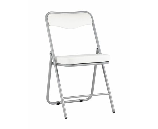 Складной стул Джонни экокожа белый каркас металлик | Интернет магазин мебели и декора LifeDekor