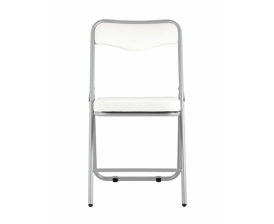 Складной стул Джонни экокожа белый каркас металлик, изображение 3 | Интернет магазин мебели и декора LifeDekor