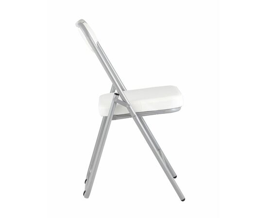 Складной стул Джонни экокожа белый каркас металлик, изображение 4 | Интернет магазин мебели и декора LifeDekor