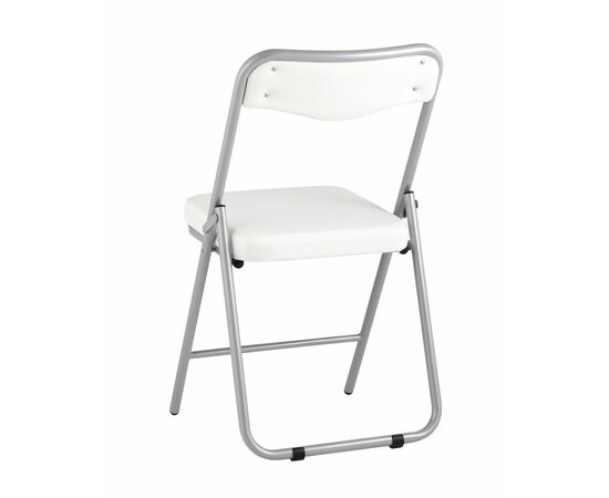Складной стул Джонни экокожа белый каркас металлик, изображение 6 | Интернет магазин мебели и декора LifeDekor