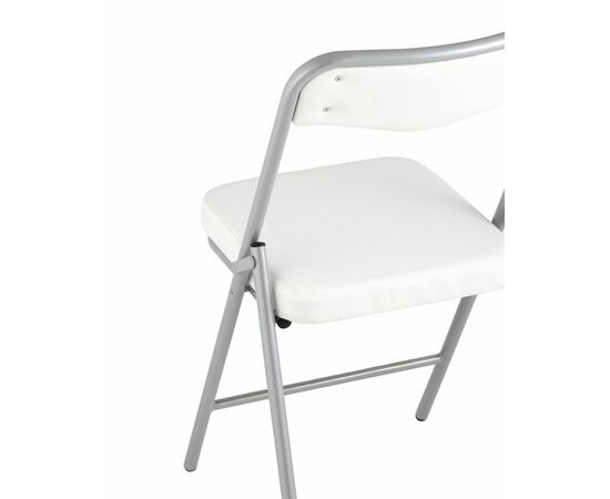 Складной стул Джонни экокожа белый каркас металлик, изображение 7 | Интернет магазин мебели и декора LifeDekor