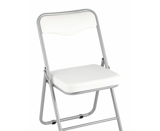 Складной стул Джонни экокожа белый каркас металлик, изображение 2 | Интернет магазин мебели и декора LifeDekor