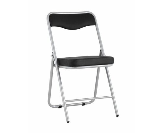 Складной стул Джонни экокожа черный каркас металлик | Интернет магазин мебели и декора LifeDekor