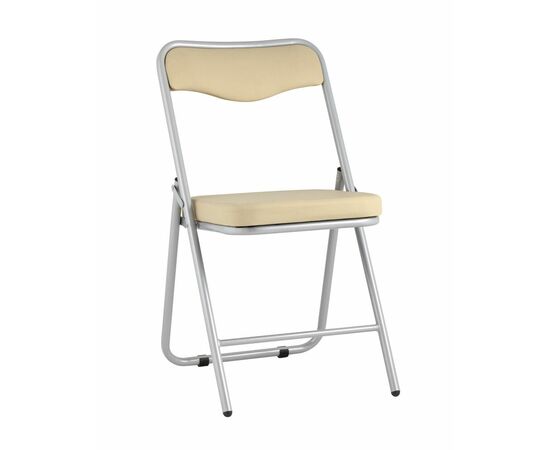 Складной стул Джонни экокожа кремовый каркас металлик | Интернет магазин мебели и декора LifeDekor