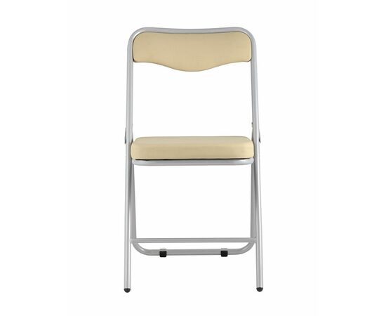 Складной стул Джонни экокожа кремовый каркас металлик, изображение 3 | Интернет магазин мебели и декора LifeDekor