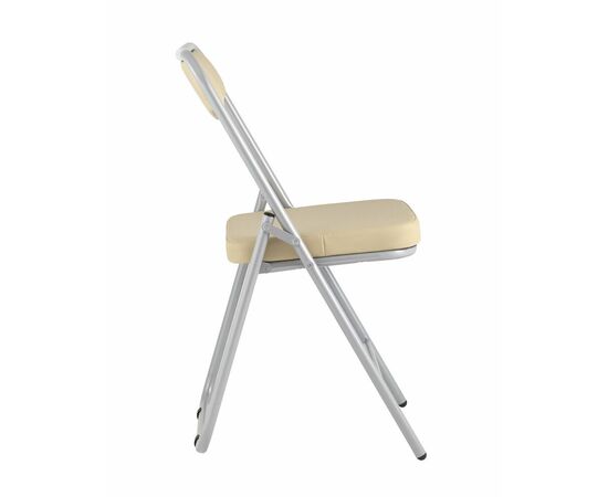Складной стул Джонни экокожа кремовый каркас металлик, изображение 4 | Интернет магазин мебели и декора LifeDekor
