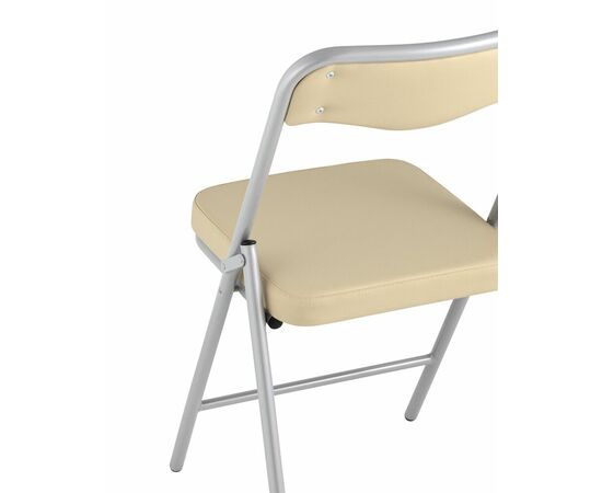 Складной стул Джонни экокожа кремовый каркас металлик, изображение 7 | Интернет магазин мебели и декора LifeDekor