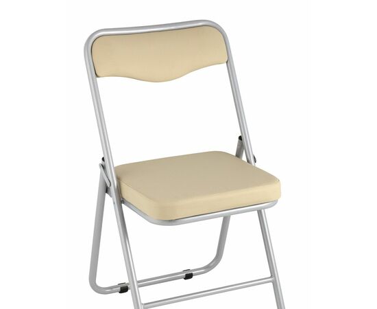 Складной стул Джонни экокожа кремовый каркас металлик, изображение 2 | Интернет магазин мебели и декора LifeDekor