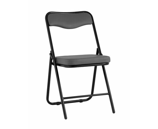 Складной стул Джонни экокожа серый каркас черный матовый | Интернет магазин мебели и декора LifeDekor