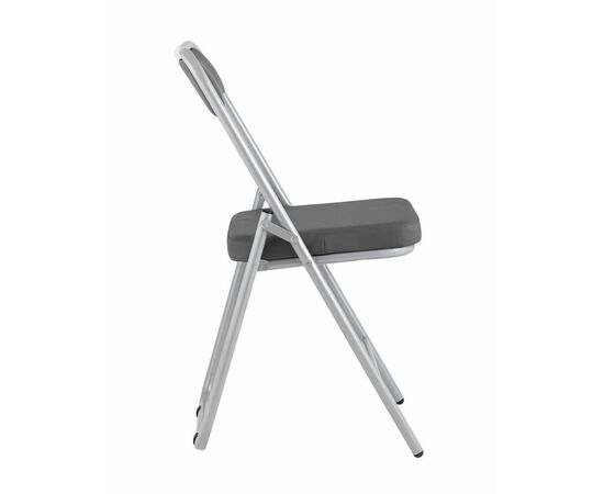 Складной стул Джонни экокожа серый каркас металлик, изображение 4 | Интернет магазин мебели и декора LifeDekor