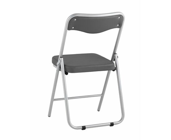 Складной стул Джонни экокожа серый каркас металлик, изображение 6 | Интернет магазин мебели и декора LifeDekor