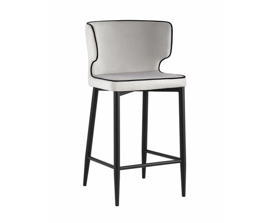 Стул полубарный Матео с кантом велюр светло-серый | Интернет магазин мебели и декора LifeDekor