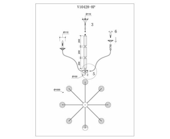 Люстра подвесная Moderli V10428-8P Catania, изображение 5 | Интернет магазин мебели и декора LifeDekor