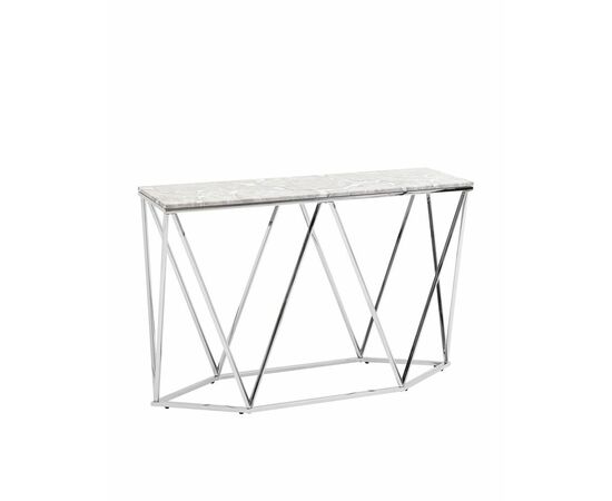 Консоль Авалон 122*41 серый мрамор сталь серебро | Интернет магазин мебели и декора LifeDekor