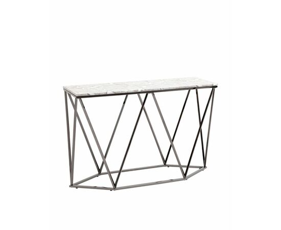 Консоль Авалон 122*41 серый мрамор сталь темный хром | Интернет магазин мебели и декора LifeDekor