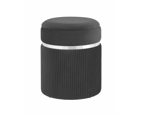 Пуф Миранда с ящиком серебро велюр черный | Интернет магазин мебели и декора LifeDekor