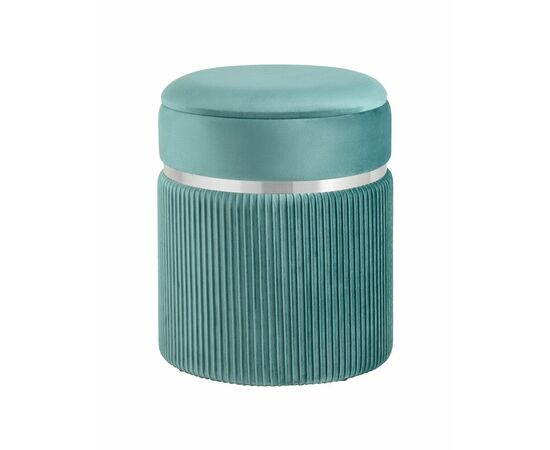 Пуф Миранда с ящиком серебро велюр светло-бирюзовый | Интернет магазин мебели и декора LifeDekor
