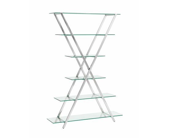 Стеллаж Гейт прозрачное стекло сталь серебро | Интернет магазин мебели и декора LifeDekor