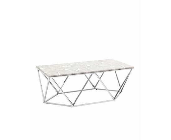 Журнальный столик Авалон 122*66 серый мрамор сталь серебро | Интернет магазин мебели и декора LifeDekor
