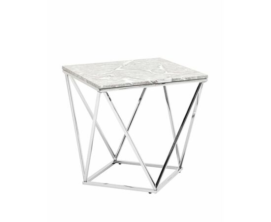 Журнальный столик Авалон 61*61 серый мрамор сталь серебро | Интернет магазин мебели и декора LifeDekor