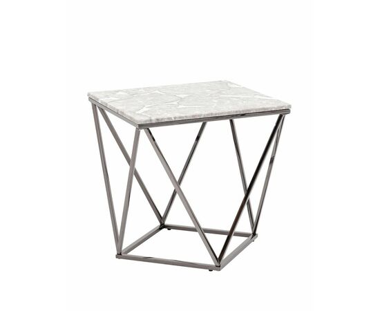 Журнальный столик Авалон 61*61 серый мрамор сталь темный хром | Интернет магазин мебели и декора LifeDekor