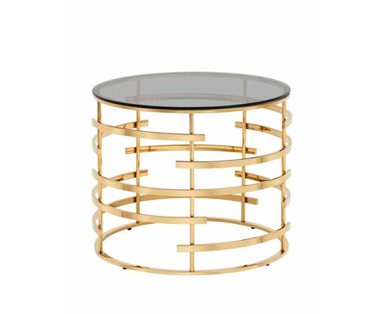 Журнальный столик Инфлюэнс 60*60 стекло smoke сталь золото | Интернет магазин мебели и декора LifeDekor