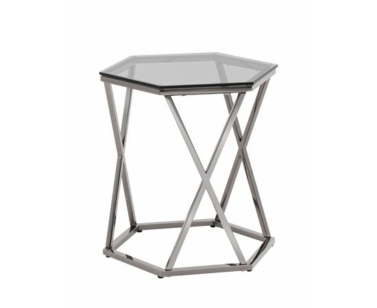 Журнальный столик Круз 48*42 стекло smoke сталь темный хром | Интернет магазин мебели и декора LifeDekor