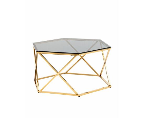 Журнальный столик Круз 93*80 стекло smoke сталь золото | Интернет магазин мебели и декора LifeDekor