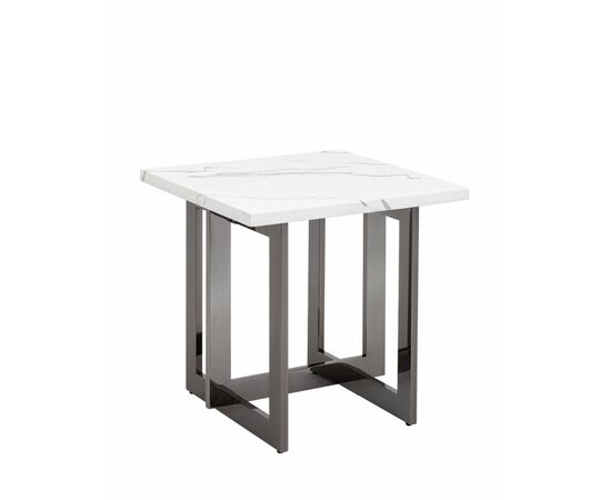 Журнальный столик Нэйтан 61*61 белый мрамор сталь темный хром | Интернет магазин мебели и декора LifeDekor