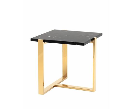 Журнальный столик Тоби 61*61 черный мрамор сталь золото | Интернет магазин мебели и декора LifeDekor