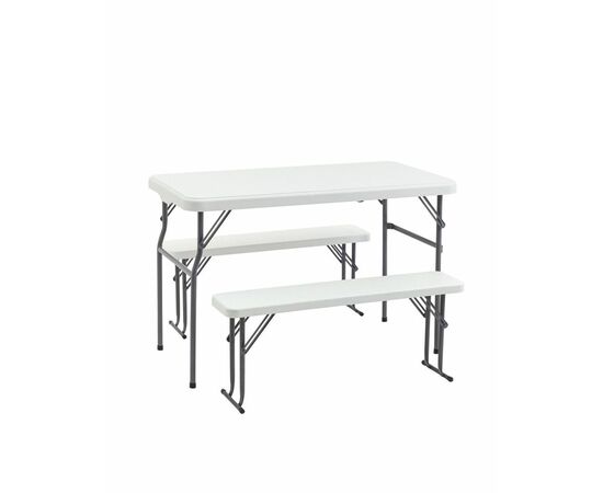 Комплект стола и двух скамеек Кейт белый | Интернет магазин мебели и декора LifeDekor