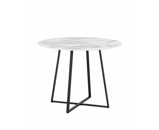 Стол обеденный Дакота 100*100 белый мрамор ножки черные | Интернет магазин мебели и декора LifeDekor