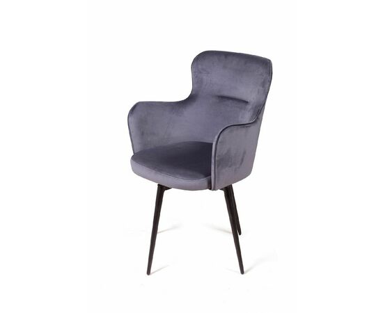 Стул c подлокотниками King, поворотный на 360 градусов, бархат серый 27, изображение 2 | Интернет магазин мебели и декора LifeDekor