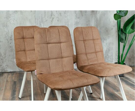 Стул мягкий SHADO Соната профиль бежевый велюр, белый каркас, изображение 5 | Интернет магазин мебели и декора LifeDekor