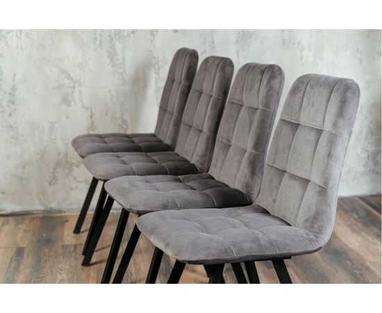 Стул мягкий SHADO Соната профиль серый велюр, черный каркас, изображение 8 | Интернет магазин мебели и декора LifeDekor