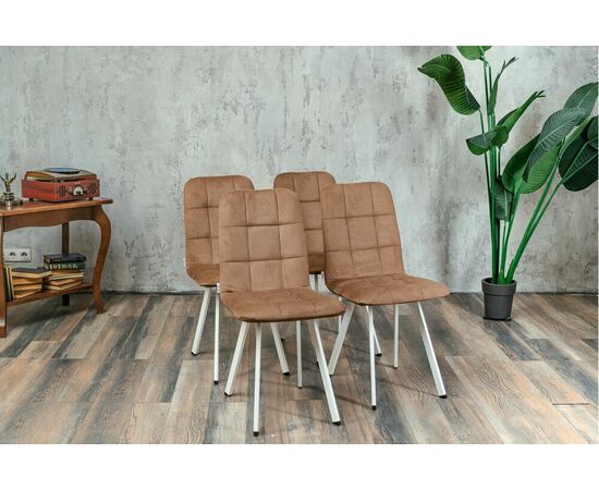 Стул мягкий SHADO Соната профиль бежевый велюр, белый каркас, изображение 4 | Интернет магазин мебели и декора LifeDekor