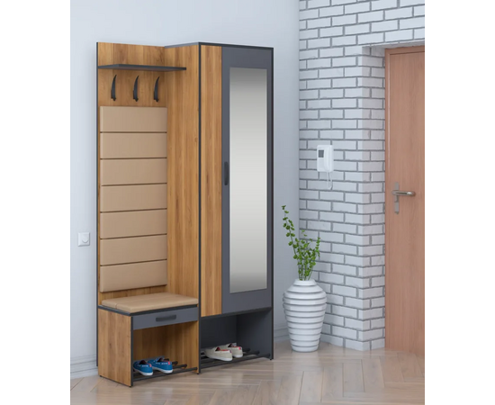 Прихожая Ольга Лофт 4, Дуб крафт золотой/Темно-серый, изображение 3 | Интернет магазин мебели и декора LifeDekor