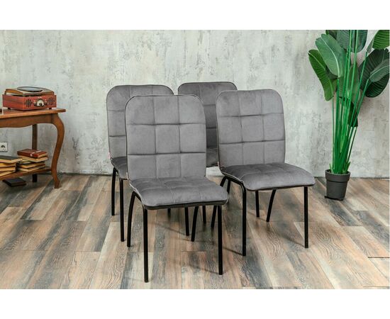 Кухонный стул SHADO София серый велюр, каркас черный, изображение 2 | Интернет магазин мебели и декора LifeDekor