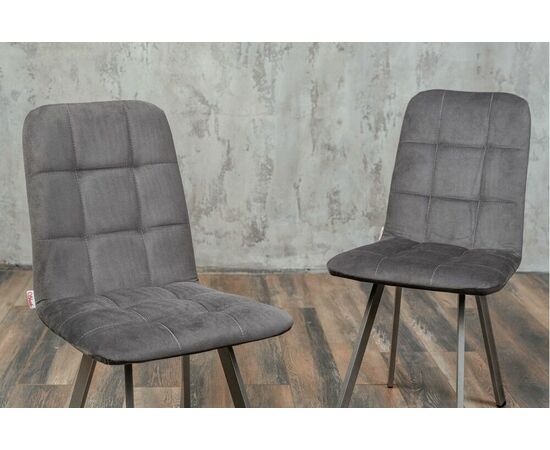 Стул мягкий SHADO Соната профиль серый велюр, каркас бриллант, изображение 2 | Интернет магазин мебели и декора LifeDekor