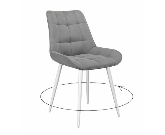 Стул DikLine 226 поворотный B22 GREY, ножки белые | Интернет магазин мебели и декора LifeDekor