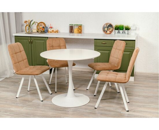 Стул мягкий SHADO Соната профиль бежевый велюр, белый каркас, изображение 3 | Интернет магазин мебели и декора LifeDekor