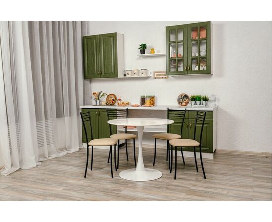 Стул для кухни SHADO Хлоя бежевый, каркас черный, изображение 2 | Интернет магазин мебели и декора LifeDekor