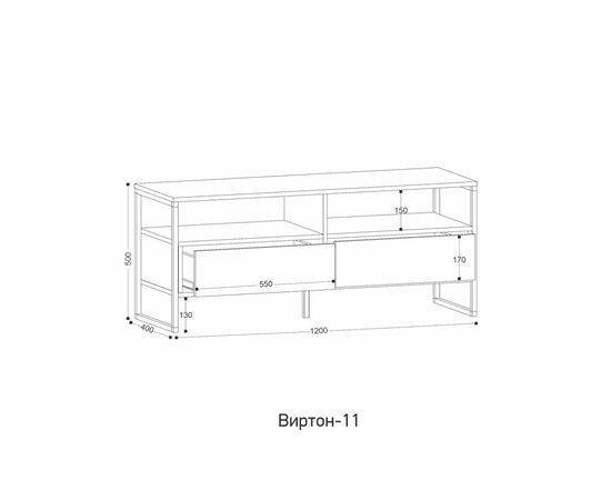 Тумба ТВ ВИРТОН-11, Дуб Крафт Золотой / Черный, изображение 8 | Интернет магазин мебели и декора LifeDekor