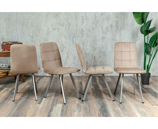 Стул мягкий SHADO Соната профиль бежевый велюр, каркас бриллант, изображение 6 | Интернет магазин мебели и декора LifeDekor