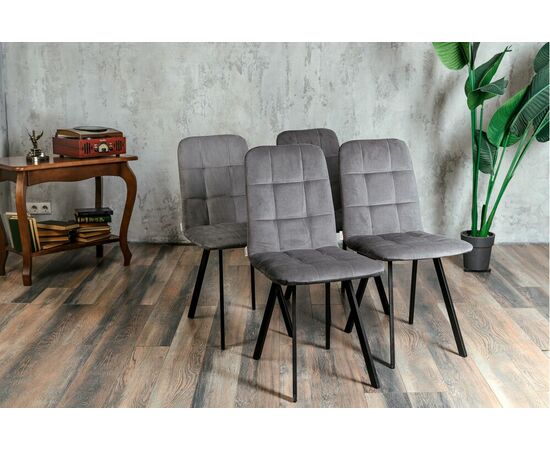 Стул мягкий SHADO Соната профиль серый велюр, черный каркас, изображение 4 | Интернет магазин мебели и декора LifeDekor